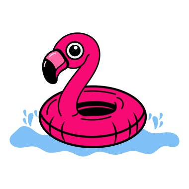 Flamingo Havuzu Su Sıçratma Çizgi Filmi Vektör Çizimi