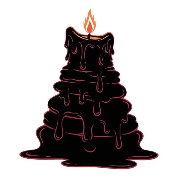 Uzun, siyah bir mumun çarpıcı bir görüntüsü, zengin kırmızı tonlarıyla, balmumu dramatik bir şekilde eriyor ve damlıyor. Canlı, turuncu bir alev zirvede titreşir, gizem ve sıcaklık atmosferi yaratır..