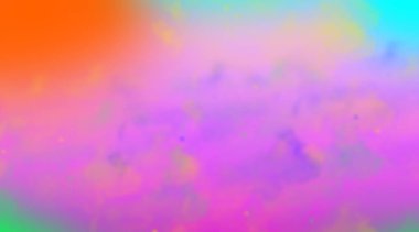 Turuncu, pembe, mor ve yeşil renklerin karışımından oluşan renkli bir suluboya tablo. Rüya etkisi, renklerin ve dokuların yumuşak karışımından oluşur..