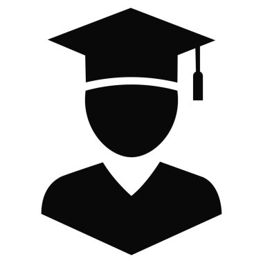 Eğitim başarısını temsil eden akademik başarı sembolü mezuniyet şapkası ve elbise silueti simgesi