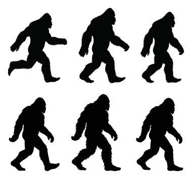 Kocaayak siluetleri çeşitli yürüyüş pozları beyaz arkaplan vektör illüstrasyonunda