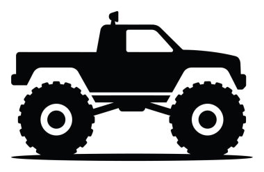 Büyük ölçekli siluet vektör illüstrasyonlu geniş off-road kamyonet aracı.