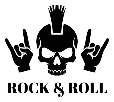 Embrace the rock and roll spirit with this bold skull mohawk and devil horns graphic