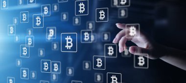 Bitcoin kripto para ticareti ve yatırım konsepti. Finansal teknoloji, Fintech ve dijital para.