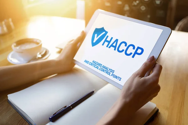 HACCP - Hazard Analysis and Critical Control Point. Standard and certification, quality control management rules — Stock Photo, Image