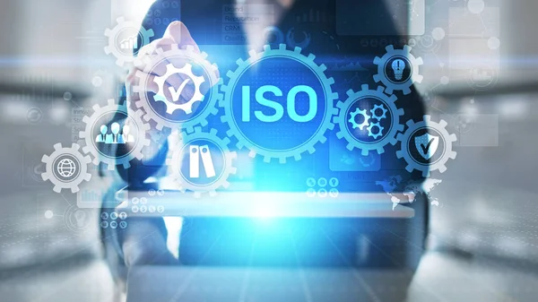 Normes ISO assurance contrôle qualité garantie business technology concept. — Photo