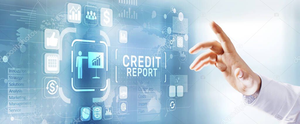 Credit report score business Finance concept on virtual screen.