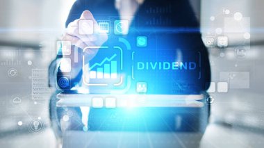 Sanal ekranda bölünmüş düğme. Yatırım üzerinden dönüş ROI finansal iş zenginliği kavramı.