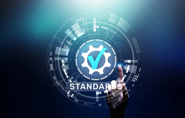 Standard. Qualitätskontrolle. ISO-Zertifizierung, Versicherung und Garantie. Internet-Business-Technologie-Konzept. — Stockfoto