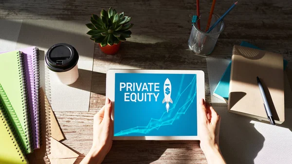 Private equity fund, investment and trading concept on screen. Financial growth.
