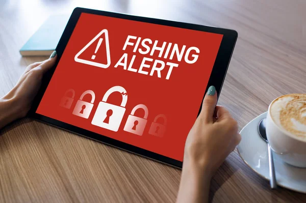 Fishing alert, Fraud, Virus, Cyber security breath detection banner on screen. Internet Information protection concept.