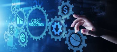 Sanal ekranda maliyet azaltma işletme finans kavramı.