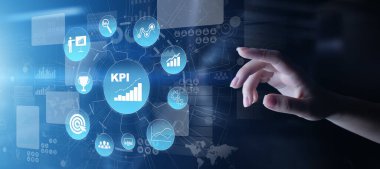 KPI - Key performance indicator. Business and industrial analysis. Internet and technology concept on virtual screen. clipart