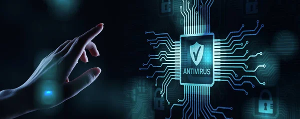 Antivirus Ciberseguridad Protección de datos Concepto tecnológico en pantalla virtual. —  Fotos de Stock
