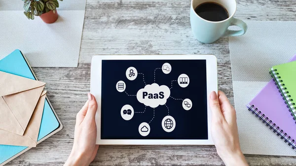PaaS - Platform as a service. Technology and internet concept on screen.
