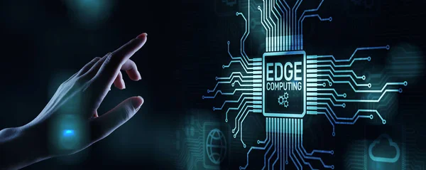 Edge computing moderna tecnologia IT sul concetto di schermo virtuale. — Foto Stock