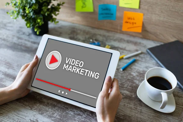 Video marketing and advertising concept on screen.