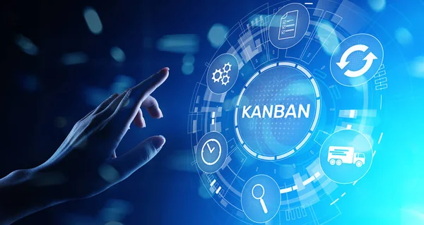 Sanal ekranda Kanban iş akışı yönetim sistemi kavramı