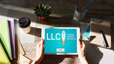 LLC Limited Liability Company. Business strategy and technology concept clipart