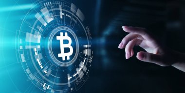 Bitcoin kripto para ticareti ve yatırım konsepti. Finansal teknoloji, Fintech ve dijital para