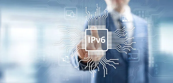 IPv6 protokoll szabványos internetes kommunikációs koncepciót virtuális képernyőn — Stock Fotó