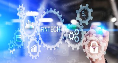 Fintech Finans Teknolojisi Kripto para birimi yatırımı ve dijital para. Sanal ekranda iş kavramı