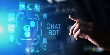 İnternet üzerinden insan kullanıcılarla sohbet etmek için tasarlanmış Chatbot bilgisayar programı. Destek ve müşteri hizmetleri otomasyon teknolojisi kavramı.