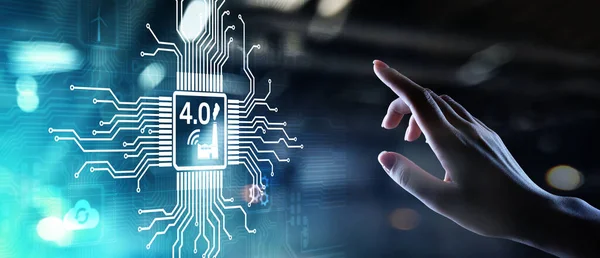 Industria inteligente 4.0 concepto de tecnología de automatización de la innovación en pantalla virtual — Foto de Stock