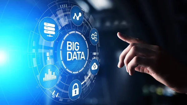 Plataforma de análise de Big Data, inteligência de negócios e conceito de tecnologia moderna na tela vitual — Fotografia de Stock