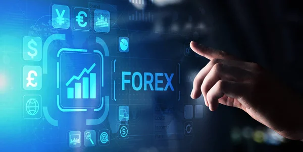 Forex trading Cambio valute Borsa Concetto di business di investimento sullo schermo virtuale — Foto Stock