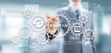 Sanal ekranda Kanban iş akışı yönetim sistemi kavramı