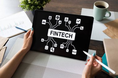 FIntech - Finansal teknoloji, internet ödemesi ve dijital para kavramı