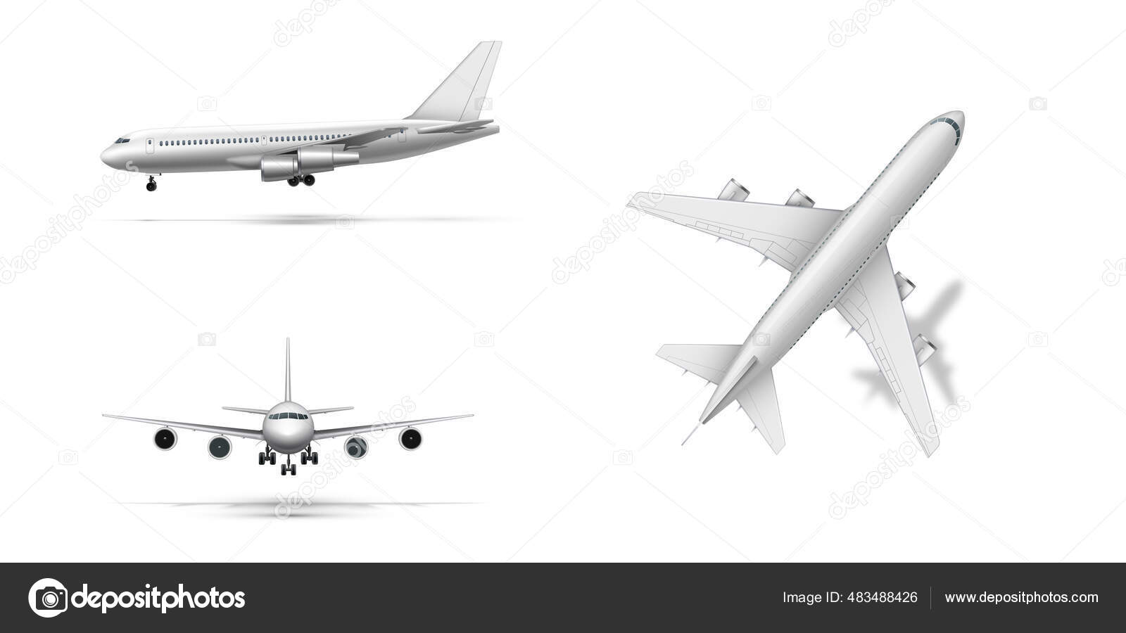 Download Flying Airplane Jet Aircraft Or Airliner Detailed Passenger Air Plane On White Background Stock Vector Image By C Makstorm 483488426