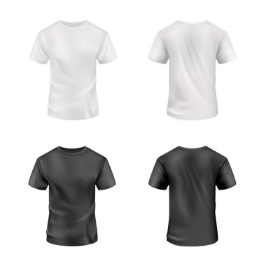 Beyaz arka planda siyah beyaz tişört. Vektör modellemesi.
