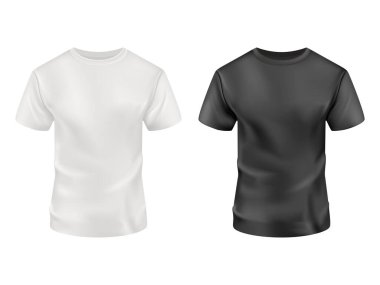 Beyaz arka planda siyah beyaz tişört. Vektör modellemesi.