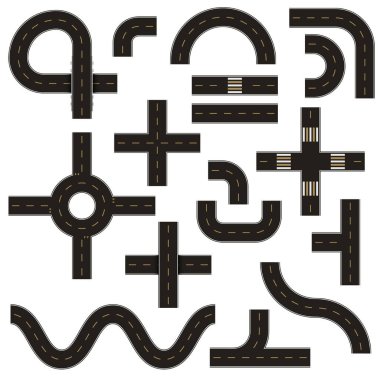 Bir yol ve kaldırım ve Kavşağı olan yol. Vektör öğeler için şehir haritası.