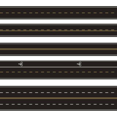 Düz asfalt yolların vektör şablonu.