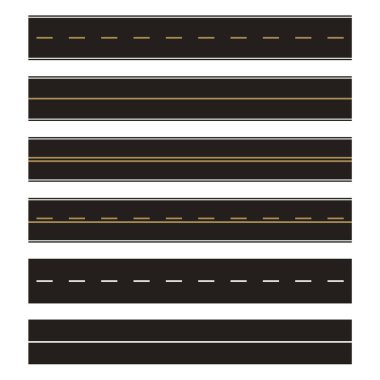 Düz asfalt yolların vektör şablonu.