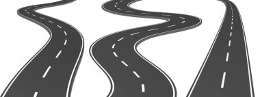 Gerçekçi vektör 3 boyutlu kıvrımlı yollar ve otoyollar. Vektör grafiği.