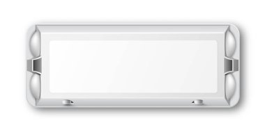 Beyaz arkaplanda yumurta tepsisi 3d gerçekçi vektör şablonu. 3B illüstrasyon