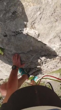 Tırmanışçı Duruşu Ertelemek İçin Gelen Yavaş Hareket Pic De L 'Aiguille