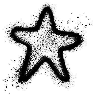 Star sign icon isolated on white, black spray paint