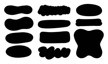 Çeşitli şekillerde vektör fırça darbeleri. El koleksiyonu farklı grafik ögeleri çizdi.