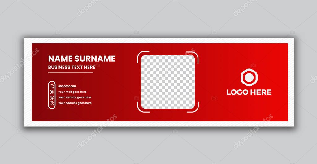 Modern and Stylish Email Signature Design Template with Red Gradient.