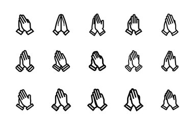 Dinde inanç ve bağlılığı temsil eden dua eden el simgelerinin toplanması