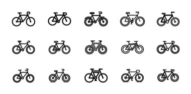 Minimalist ve modern tasarımı olan 15 çeşit bisiklet ikonu koleksiyonu
