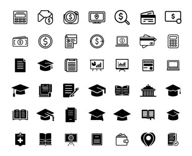 Eğitim ve finans ikonları koleksiyonu