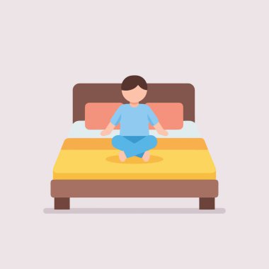 Güne dikkatle başla, sabahları yatakta meditasyon yapan kişi.