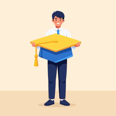 Harç tahtasını gururla tutan akademik başarıyı kutlamak için mezun ol.