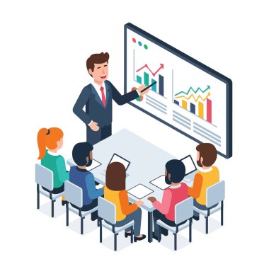 Dinamik işletme ekibi finansal büyüme stratejisi toplantısı için işbirliği yapıyor